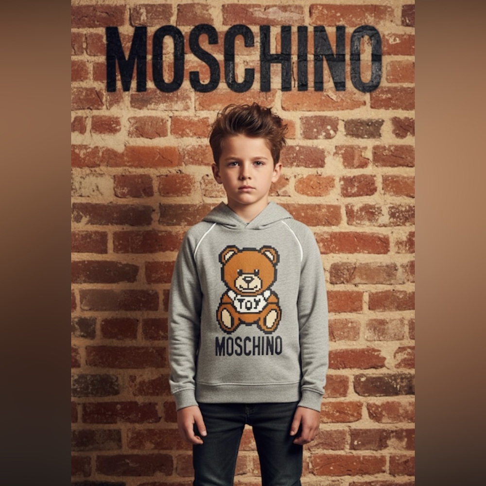 Authentic Moschino designer signature bear hoodie sweatshirt sz 8